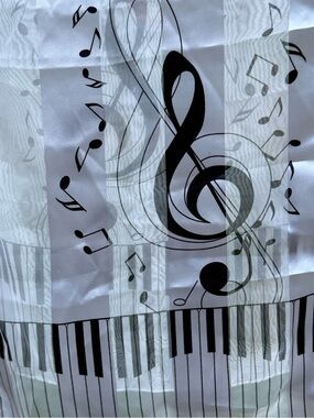 Black & White Music Note Satin Scarf by